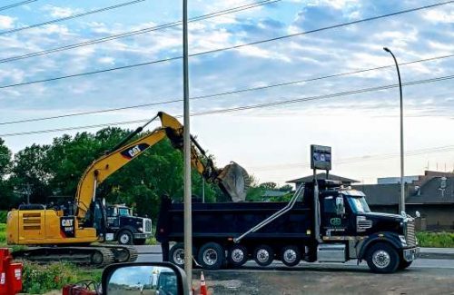 excavator and dump truck