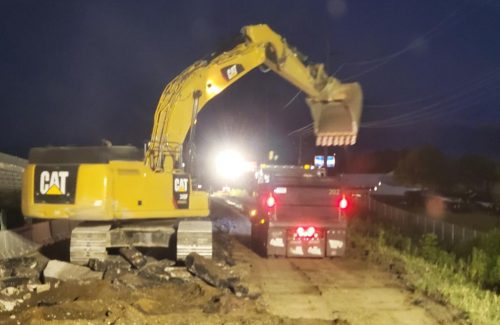 excavator moving dirt