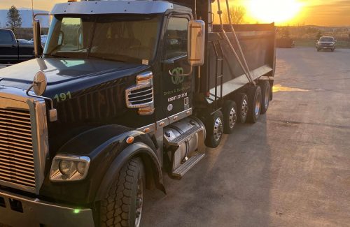 Trucks and sunset